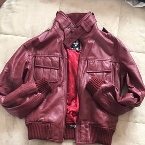 Red leather jacket